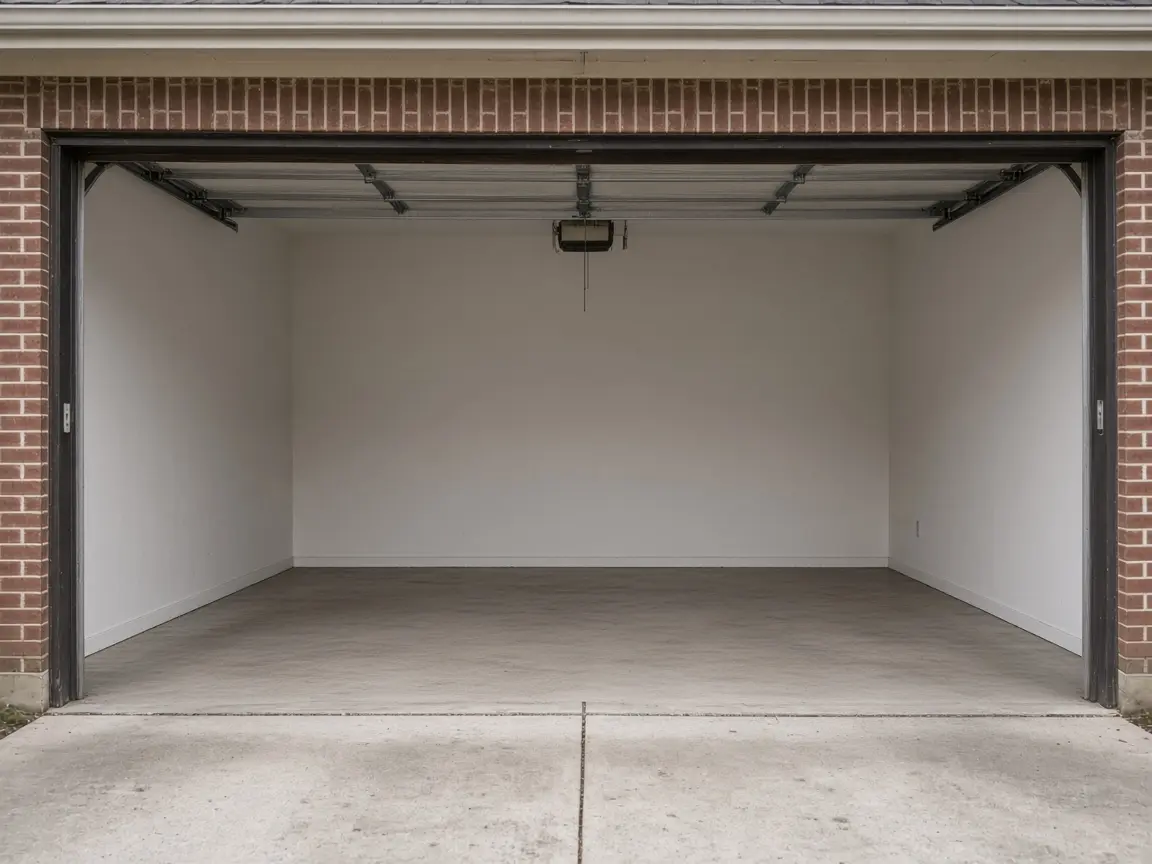 The same Houston garage empty and swept clean after a Haul N Go cleanout